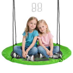 Outsunny Balanță cuib de pasăre rotundă, coș de balanță Ø 110 cm, 4 inele incluse, metal epoxidic, Oxford de înaltă densitate, verde | Aosom Romania