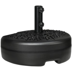 Outsunny Baza Umbrelei Semicirculare Umplută cu Nisip sau Apă, Suport Umbrelă de Soare Montat pe Perete pentru Stâlpi 38-48mm, Negru | Aosom Romania