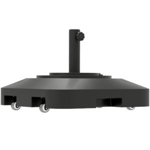 Outsunny Bază pentru Umbrelă cu Roți și 2 Frâne, Bază Reumplibilă din HDPE pentru Umbrelă cu Nisip 25 kg sau Apă 19 kg, pentru Stâlpi de Ø38/48 mm, 48x48x32,5 cm, Negru | Aosom Romania