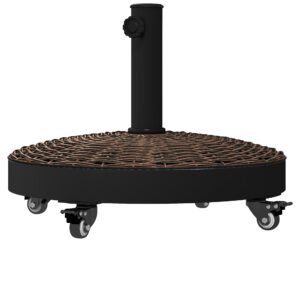 Outsunny Bază pentru Umbrelă de Grădină Rotundă cu 4 Roți și Frâne, Ø52x41 cm, Bronz | Aosom Romania