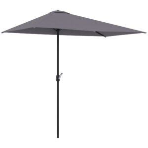 Outsunny Copertină de Perete Semicirculară Gri, cu Manivelă, Design Spațiu-Eficient pentru Terasă și Grădină, Φ270x245cm | Aosom Romania