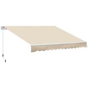 Outsunny Copertină pentru Exterior, Copertină Rulantă pentru Uși și Ferestre cu Deschidere cu Manivelă, 360x250 cm, Cremă | Aosom Romania