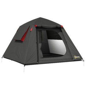 Outsunny Cort camping 2 persoane 3000 mm impermeabil & rezistent la vânt, cort cupolă cu 2 uși, 2 ferestre cu plasă, 2 ferestre laterale, husă de transport | Aosom Romania