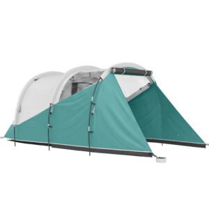 Outsunny Cort de Camping Impermeabil pentru 2-4 Persoane cu Cameră Separată, Cort Tunel cu Geantă de Transport, 460x260x190 cm, Verde | Aosom Romania