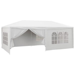 Outsunny Cort pentru Petreceri 6x3m cu Pereti Laterali Detasabili, Foisor de Gradina cu Usi si Ferestre, Alb