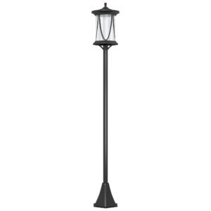 Outsunny Felinar Solar de Grădină și Alei cu Autonomie 6h, Montaj pe Sol, Felinar din ABS și Policarbonat, Rezistent la Apă IP44, pentru Terasă, Grădină, Alei, 17x17x127 cm, Negru | Aosom Romania