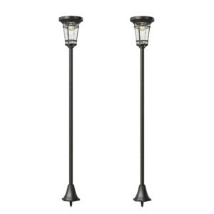 Outsunny Felinar solar set 2 buc. Lampă de podea reglabilă 180 cm cu 2 moduri de luminozitate, senzor de lumină, comutator, IP44 | Aosom Romania
