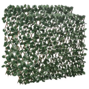 Outsunny Gard Artificial Extensibil cu 2 Secțiuni din Poliester și Ratan, 200x100 cm, Verde | Aosom Romania
