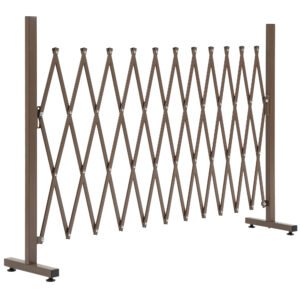 Outsunny Gard de Grădină cu Lățime Reglabilă, Gard de Grădină Multifuncțional din Metal și Aluminiu, 300x31x103,5 cm, Maro Închis