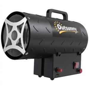 Outsunny Generator de Aer Cald pe Gaz, Portabil, 10 kW, cu Protecție, Negru | Aosom Romania