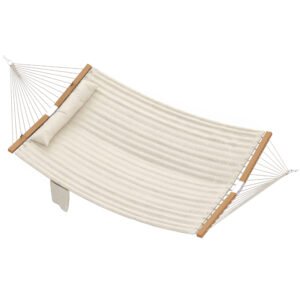 Outsunny Hamac Exterior pentru 2 Persoane, Pernă Căptușită, Capacitate 200 kg, Crem | Aosom Romania