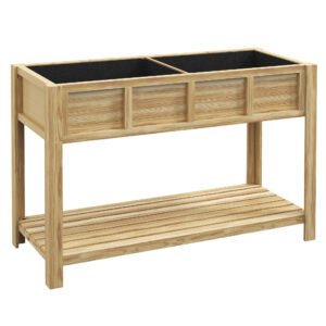 Outsunny Jardinieră pe picioare cu separator detașabil, raft, inserturi pentru irigare, material geotextil de drenaj 115L x 46l x 75Î cm | Aosom Romania