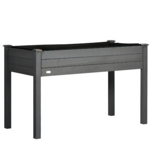 Outsunny Jardinieră pe picioare potager dim. 123L x 57l x 76H cm Inserții de irigare + pânză de drenaj Lemn masiv de brad | Aosom Romania
