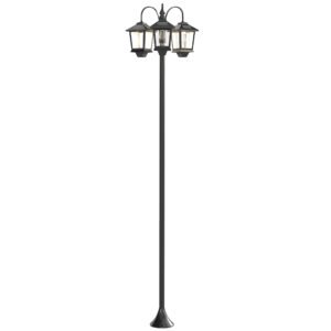 Outsunny Lampadar exterior solar cu 3 capete, lampadar pentru grădină, iluminare LED, senzor automat la apus și la răsărit, negru | Aosom Romania