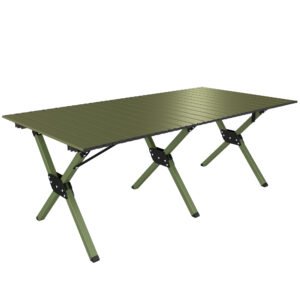 Outsunny Masă de Camping Pliabilă 116 cm, Masă de Picnic Impermeabilă cu Blat Rulabil și Cadru Metalic, Verde | Aosom Romania
