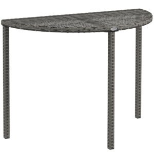 Outsunny Masa de balcon, semi-rotundă, din poliratan+metal, 100x50x74 cm, Gri | Aosom Romania