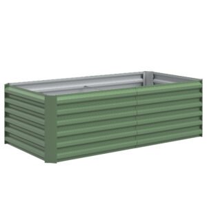 Outsunny Pat de grădină ridicat din oțel galvanizat, cu fund deschis, 180 x 90 x 57,5 cm, verde deschis | Aosom Romania