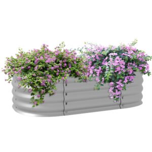 Outsunny Pat de plante Modulare, rezistent la intemperii, fund deschis, 105 x 62 x 30 cm, Argintiu | Aosom Romania
