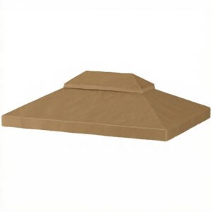 Outsunny Prelată de schimb pentru pavilion 4 x 3 m, acoperiș dublu cu orificii de scurgere, poliester 370 g/m², beige | Aosom Romania