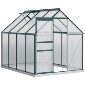 Outsunny Sera pentru plante din aluminiu kit sera de gradina walk-in din policarbonat cu ventilatie, Verde | Aosom Romania