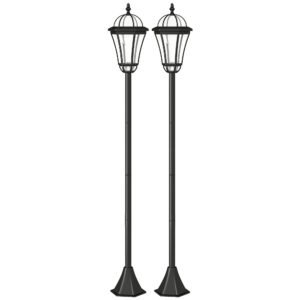 Outsunny Set 2 Lampi Solare de Gradina, Lumini de Exterior Solare cu 2 LED, Aprindere Automata si Durata 6 Ore, Negru | Aosom Romania