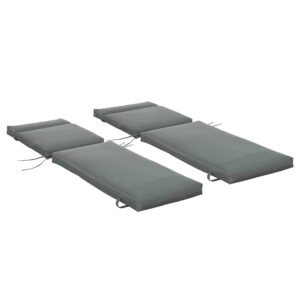 Outsunny Set 2 Perne pentru Scaune de Exterior cu Curele, Perne de Exterior Umplute cu Bumbac și Poliester, pentru Șezlonguri, Fotolii de Grădină, 196x55x8 cm, Gri Închis | Aosom Romania