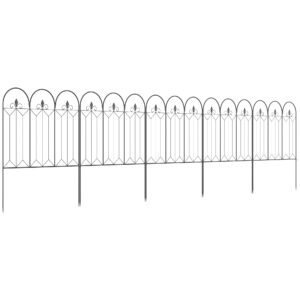 Outsunny Set Gard de Grădină cu 5 Panouri și Stâlpi, 305x79.5 cm, Negru | Aosom Romania