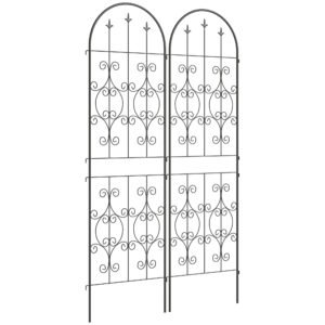 Outsunny Set de 2 Suporturi pentru Plante Cățărătoare, Trelițe de Grădină, pentru Legume, Viță-de-vie, Flori, din Metal, 50 x 180 cm, Negru | Aosom Romania