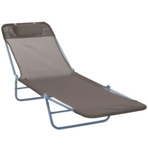 Outsunny Sezlong de Grădină Reglabil, Confortabil, din Textilena, Culoare Cafea, 182x56x28cm | Aosom Romania