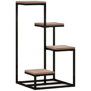 Outsunny Stand de Flori pe 4 Niveluri, Raft de Colt pentru Plante, Suport de Expunere pentru Ghivece, pentru Camera de Zi, Terasa, Balcon, Maro