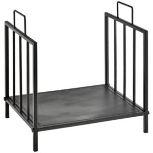 Outsunny Suport pentru Lemne pentru Interior și Exterior cu 2 Mânere, 44,5x33x46,5 cm, Negru | Aosom Romania