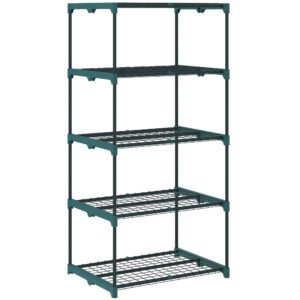 Outsunny Suport pentru Plante Vertical cu 5 Niveluri din Oțel și Plastic, Suport Ghivece pentru Interior și Exterior Grădină Balcon, 67x49x138 cm, Verde Închis | Aosom Romania