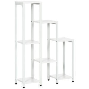 Outsunny Suport pentru flori, suport plante, 7 niveluri, pentru interior și exterior, oțel, alb, 65 x 23 x 94,5cm | Aosom Romania