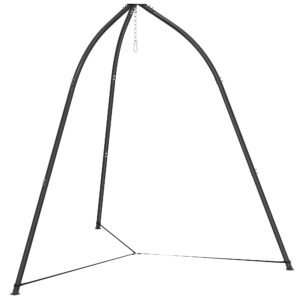 Outsunny Suport triunghiular pentru scaun suspendat cu lanț reglabil, bază stabilă pentru terasă/grădină, sarcină 150 kg, Negru | Aosom Romania