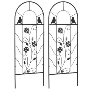 Outsunny Treillis de jardin lot de 2 suport pentru plante agatatoare din metal - 38 x 98 cm negru | Aosom Romania