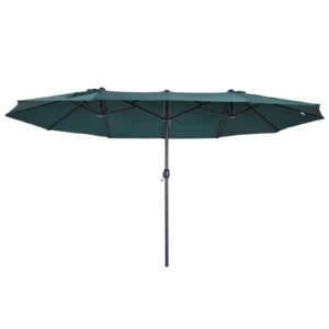 Outsunny Umbrelă Dublă de Grădină, Protecție UV, Manivelă pentru Deschidere, 460x270x240 cm, Verde | Aosom Romania