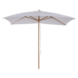 Outsunny Umbrelă de Grădină 2x3m Parasolar Impermeabil din Lemn Lacuit cu Copertină Detașabilă Alb | Aosom Romania