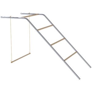 PawHut Bară de cocoțare pentru găini pe 5 nivele din lemn de pin și oțel, scară și leagăn, 82 x 150 x 110 cm, argintiu | Aosom Romania