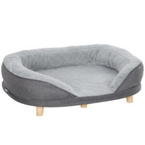PawHut Canapea pentru Câini cu Pernă, Hușă Detașabilă, Bază Înălțată și Picioare Antiderapante, 90x78x25 cm, Gri | Aosom Romania