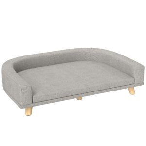 PawHut Canapea pentru Câini cu Picioare Înălțate și Pernă Detașabilă, 98x67x25 cm, Gri | Aosom Romania