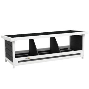 PawHut Cuibar pentru găini cu 3 compartimente, cu bază înălțată și acoperiș, din lemn și bitum, 95x37x34 cm, gri | Aosom Romania