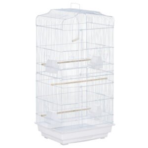 PawHut Cusca Albă pentru Păsări, Spațioasă, cu Accesorii Incluse, 46.5x35.5x92cm | Aosom Romania