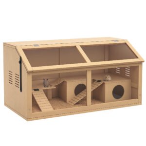 PawHut Cusca din Lemn pentru Hamsteri, Finisaj Lemn Natur | Aosom Romania