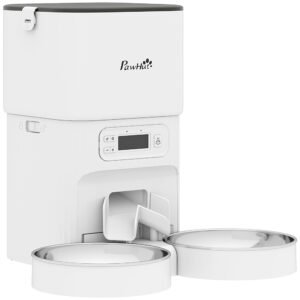 PawHut Hrănitor Automat Pisici 4L Dispenser Mâncare pentru Pisici/Câini 1-6 mese/zi 2 boluri 2 surse de alimentare | Aosom Romania
