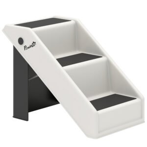 PawHut Scară pentru Câini și Pisici cu 3 Trepte Antiderapante, Design Pliabil cu Capacitate de 10 kg, Crem | Aosom Romania