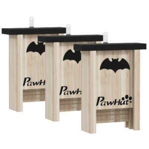 PawHut Set de 3 Căsuțe pentru Lilieci din Lemn de Brad, 18x6x22.5 cm, Lemn Natural | Aosom Romania