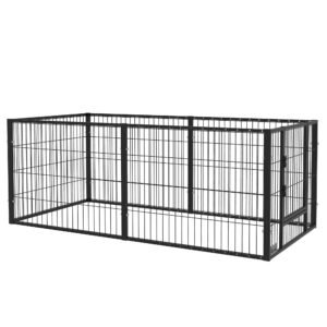 PawHut Tarc de Joacă pentru Animale, 6 Panouri din Oțel, Lungime Ajustabilă 82,5-150x61cm, Ideal pentru Interior/Exterior, Negru | Aosom Romania