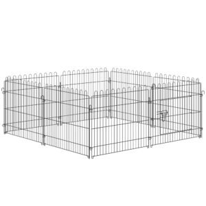 PawHut Țarc pentru Animale Mici, Cușcă Modulară din Oțel pentru Câini, Pisici, Pui, 158x61 cm, Negru | Aosom Romania