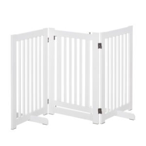 PawHut gard de siguranta, 3 panouri MDF, 155x 6 cm, alb | Aosom Romania