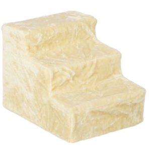PawHut scară pentru câini cu 3 trepte, pentru câini și pisici de până la 4,5 kg, din catifea detașabilă și lavabilă, bej | Aosom Romania